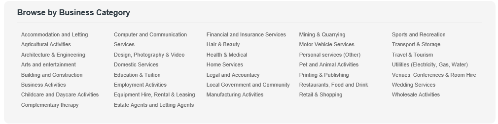 Business Categories on MiQuando