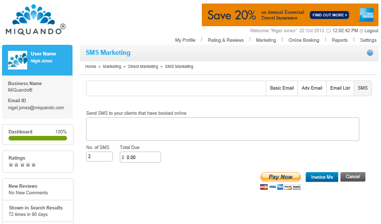 SMS marketing options
